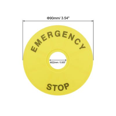 2Pcs 22mm ID Emergency Stop Sign For Push Button Switch Replacement 90mm OD - Yellow - 22mm-2Pcs-90mm