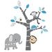 Bedtime Originals Jungle Fun Gray/Blue Safari Elephant, Lion, and Monkey Tree Wall Decals