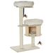 PawHut 3-Level Cat Tree with Sisal Scratching Posts, Fun Cat Badminton Toy for Playing, Soft Cushions, Play Areas - Natural