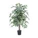 Vickerman 4' Artificial Variegated Ficus Bush, Black Plastic Pot.