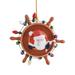 Santa Decorating Ships Wheel Nautical Holiday Ornament Resin - Red
