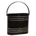 Black Distressed Metal Oval Flower Bucket With Handle - 7.25" H x 3.50" W x 8.50" L