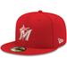 Men's New Era Red Miami Marlins White Logo 59FIFTY Fitted Hat