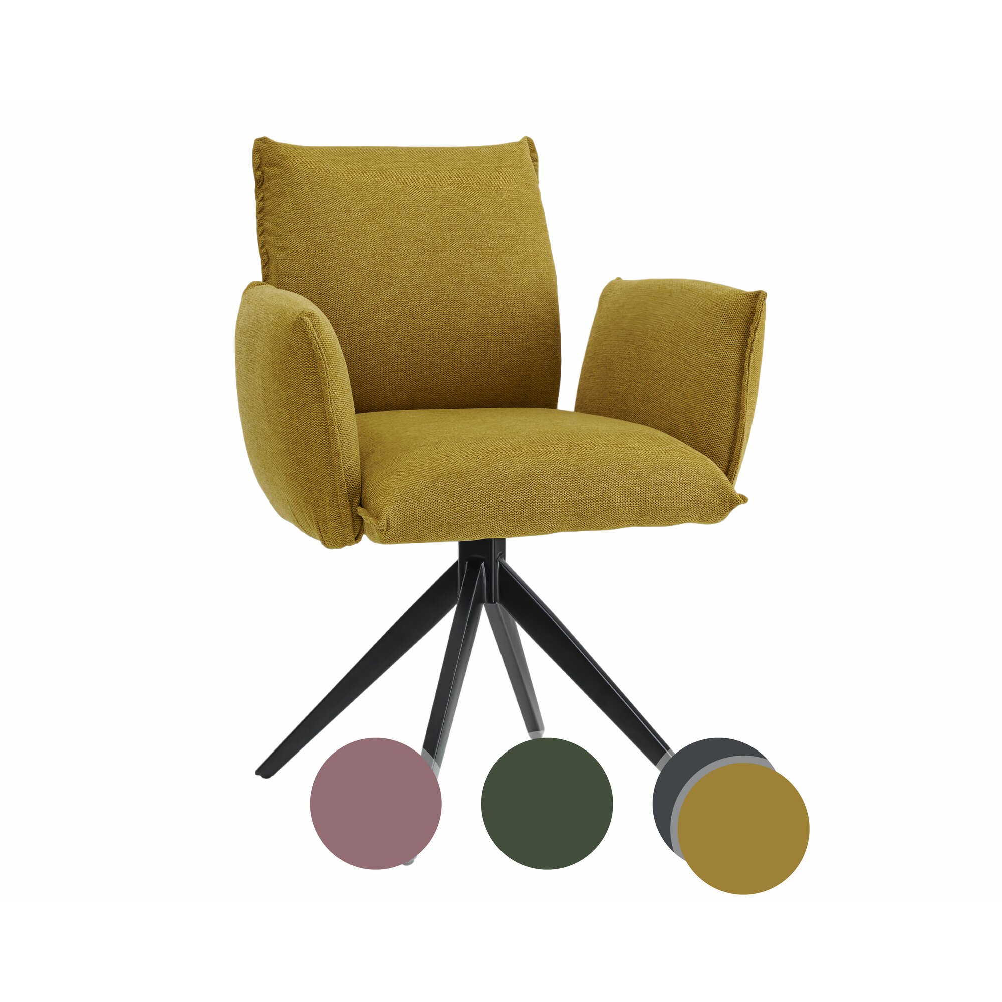 designline »SIT DOWN« Polsterstuhl Turn drehbar mit Armlehnen / senfgelb