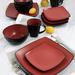 Gibson Elite Soho Lounge 16 Piece Matte Glazed Stoneware Dinnerware Set In Red Ceramic/Earthenware/Stoneware in Red/Black | Wayfair 950116286M