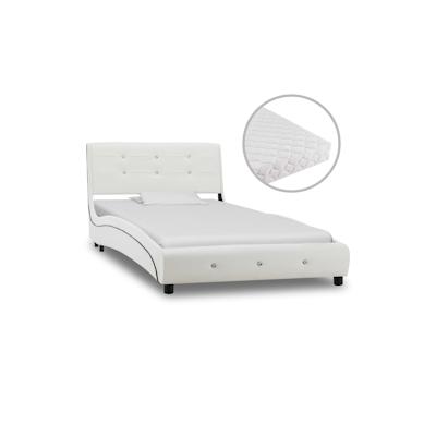 vidaXL Bett mit Matratze Weiß Kunstleder 90 x 200 cm