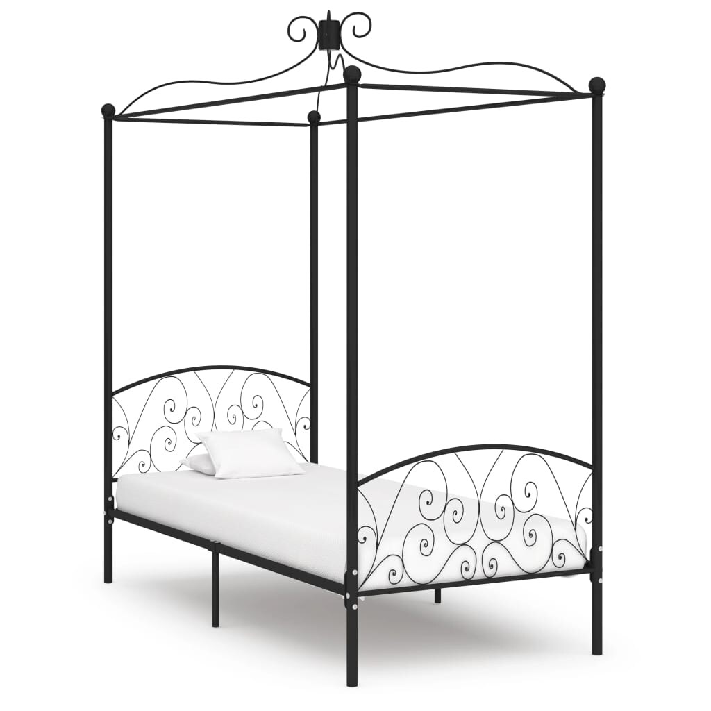 vidaXL Himmelbett-Gestell Schwarz Metall 90 x 200 cm Image