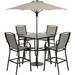 Red Barrel Studio® Kazal 5-Piece Commercial-Grade Counter-Height Outdoor Dining Set w/ 4 Sling Chairs & 42-In. Slat, 7.5-Ft. Umbrella | Wayfair