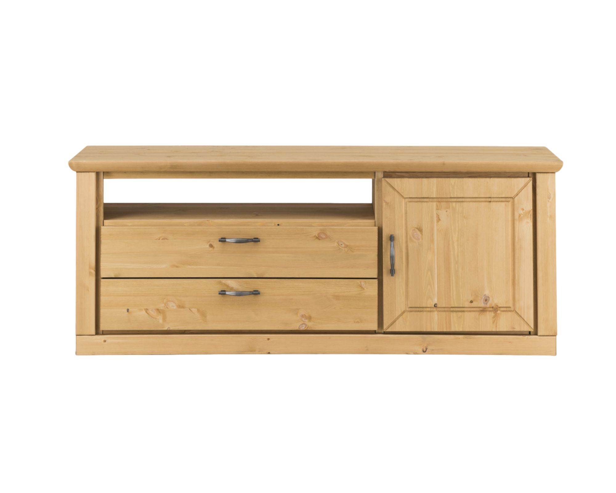 Massivholz »Adela« TV-Lowboard Kiefer massiv - weiß Absetzungen gebeizt/geölt