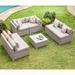 COSIEST 7-Piece Outdoor Patio Sectional Wicker Sofa With Coffee Table