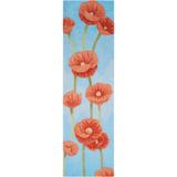 Nourison Contour Red Poppies on Sky Blue Field Area Rug