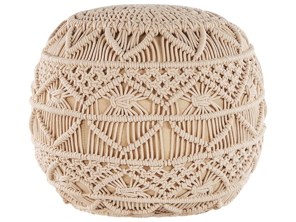 Pouf en tissu beige 40x40cm