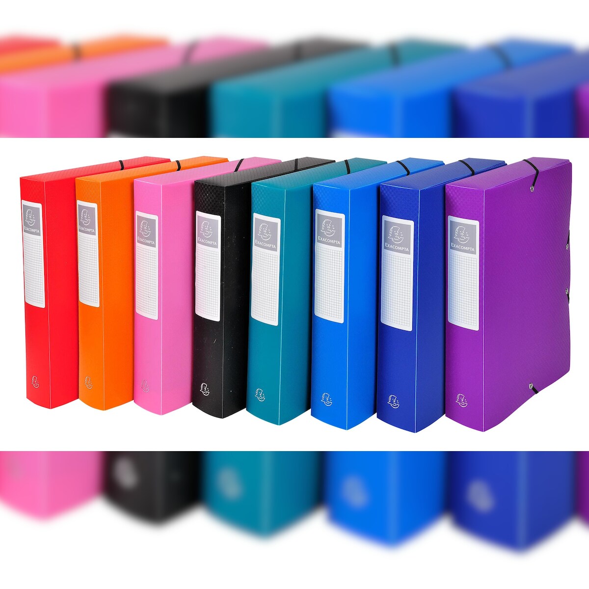 Exacompta 5980E 8x Archivbox aus PP 700µ blickdicht, Rücken 60mm, 25x33cm für DIN A4 - Farben sortiert Image