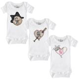 Girls Infant Tiny Turnip White Colorado Rockies 3-Piece Bodysuit Set