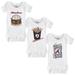 Infant Tiny Turnip White Atlanta Braves 3-Piece Snacks Bodysuit Set