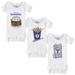 Infant Tiny Turnip White Texas Rangers 3-Piece Snacks Bodysuit Set