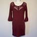 Free People Dresses | Free People Lace Crochet Dress Ruffle Sleeves (S) | Color: Red | Size: S