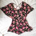 American Eagle Outfitters Pants & Jumpsuits | American Eagle Floral Romper | Color: Black/Pink | Size: S