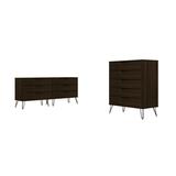 Rockefeller 5-Drawer and 6-Drawer Brown Dresser Set - Manhattan Comfort 176GMC5