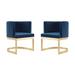 Aura Royal Blue and Polished Brass Velvet Dining Chair (Set of 2) - Manhattan Comfort 2-DC026-BL