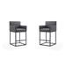 Ambassador 38 in. Grey and Black Metal Counter Height Bar Stool (Set of 2) - Manhattan Comfort 2-CS010-GY