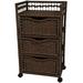 Bay Isle Home™ Isabela 3 Drawer Rolling Storage Chest Solid Wood/Wicker in Brown | 30.5 H x 17.25 W x 12.5 D in | Wayfair