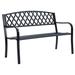 Lattice Metal Park Patio Bench, Outdoor Bench in Black for Porch, Lawn, Garden, Deck by Sun-Ray