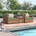 Lark Manor™ Ambroselli 3 Piece Rattan Seating Group w/ Cushions Synthetic Wicker/All - Weather Wicker/Wicker/Rattan in Brown | Outdoor Furniture | Wayfair