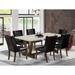 East West Furniture Dining Table Set- a Kitchen Table and Black Faux Leather Parson Chairs(Finish & Pieces Options)