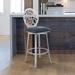 Armen Living Lotus Contemporary 26" Counter Height Barstool in Brushed Stainless Steel Finish and Grey Faux Leather