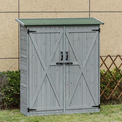Outsunny Fir Wood Garden Storage Shed with Lockable Doors