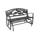 Alcott Hill® Kuebel Cast Iron Iris Loveseat Metal in Brown | 36 H x 40 W x 27 D in | Outdoor Furniture | Wayfair EE2F91DB51AF42F98FC15B95DAAF3AB5