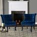 Side Chair - Etta Avenue™ Grenier Traditional Velvet Upholstered Wingback Side Chair w/ Button-Tufted Polyester in Blue/Navy | Wayfair