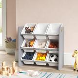 Isabelle & Max™ Nael Kid Toy Organizer Wood/MDF in Gray/White | 23.62 H x 25.6 W x 10.4 D in | Wayfair BE95ABA36AAD468A89403B3439BD9EDE