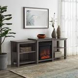 Millwood Pines Woodbury 70" Media Console for TVs up to 78" w/ Electric Fireplace Included Wood in Gray | 26.25 H in | Wayfair