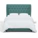 Birch Lane™ Tomey Tufted Upholstered Low Profile Standard Bed Upholstered, Linen in Green/Brown | 55 H x 81 W x 85 D in | Wayfair