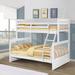 Harriet Bee Sofren Twin Over Full Solid Wood Standard Bunk Bed Wood/Solid Wood in White | 70.25 H x 57.5 W x 80.5 D in | Wayfair