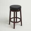 Red Barrel Studio® Solid Wood Faux Leather Swivel Counter & Bar Stool Wood in Black/Brown | 25.39 H x 17.75 W x 17.75 D in | Wayfair