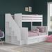 Harriet Bee Lawanda Twin Over Full Solid Wood Standard Bunk Bed w/ Bookcase by Caramia Furniture Wood in White, Size 65.75 H x 55.5 W x 94.7 D in