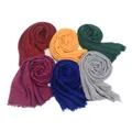 Foulard en coton et lin froissé Hijab doux châle enveloppant Islam musulman A343