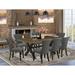 East West Furniture Dining Table Set- a Dining Table and Dark Gotham Linen Fabric Chairs, Distressed Jacobean(Pieces Options)