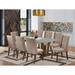 East West Furniture Dining Table Set- a Wooden Table and Dark Khaki Linen Fabric Chairs, Distressed Jacobean(Pieces Options)