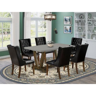 East West Furniture Dining Table Set- a Dining Table and Black Faux Leather Parson Chairs (Pieces and Finish Options)