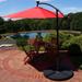 Offset Patio Umbrella with Solar LED Lights - 9-Foot - Cherry