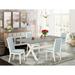 East West Furniture Table Set- a Dining Table and Baby Blue Linen Fabric Upholstered Chairs, Off-White(Finish & Pieces Options)