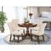 East West Furniture 5 Piece Dining Table Set- a Round Kitchen Table and 4 Linen Fabric Dining Chairs, (Finish Options)