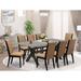 East West Furniture Dining Table Set- a Dining Table and Light Sable Linen Fabric Chairs, Wire brushed Black(Pieces Options)