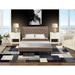 East West Furniture Queen Bedroom Set - Queen Bed Dark Khaki Headboard with Night Stand - Black Finish Legs(Pieces Option)