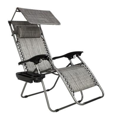 Zero Gravity Lounge Chair With Awning, Outdoor Chaise Lounge Chair With Folding Canopy