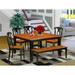 East West Furniture Dining Table Set Contains a Square Wooden Table and Dining Chairs with a Bench (Chair Seat Type Options)